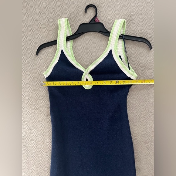 🆕 Free People Blair sweater dress in dark blue with mint and ecru size small - Picture 9 of 13